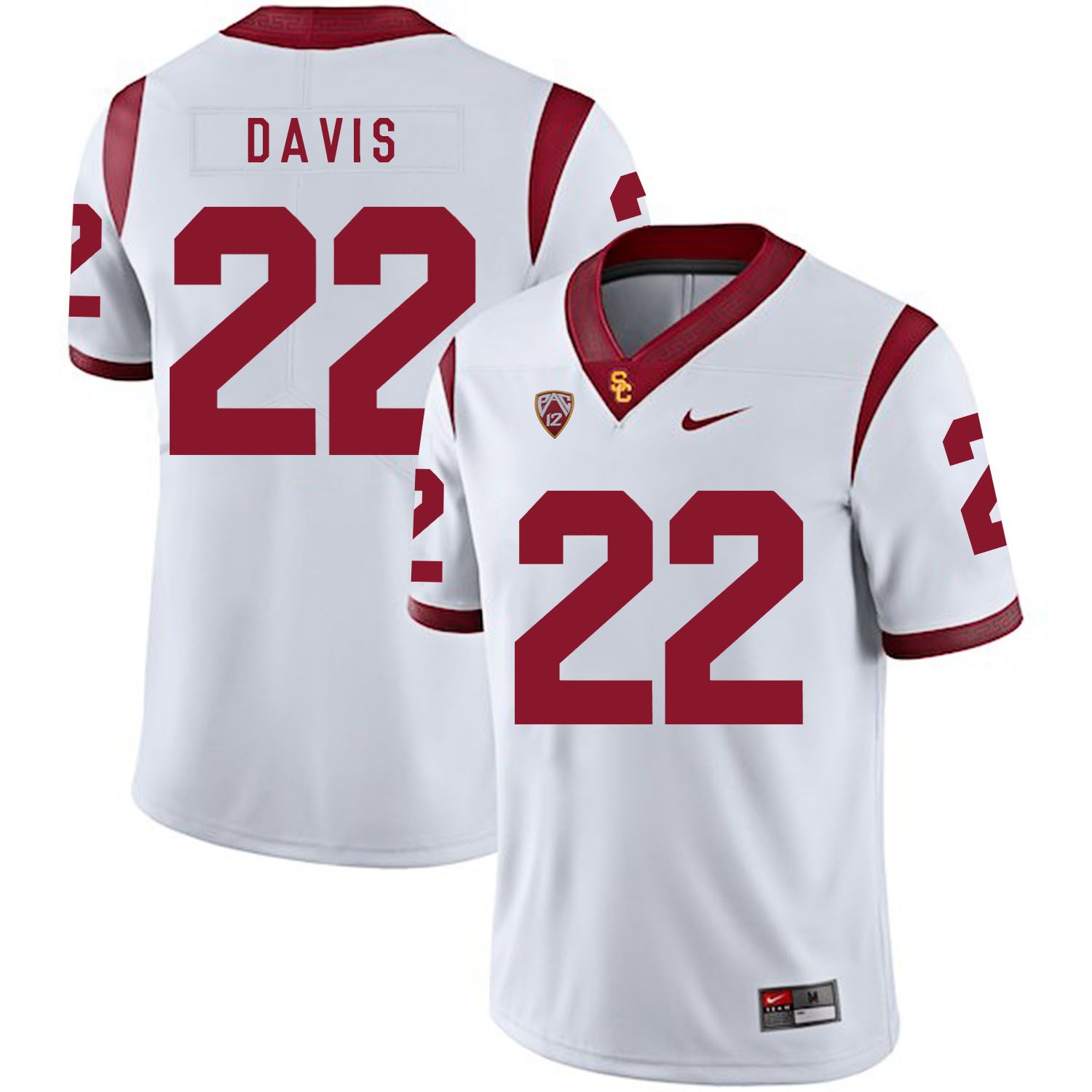 Men USC Trojans 22 Davis White Customized NCAA Jerseys